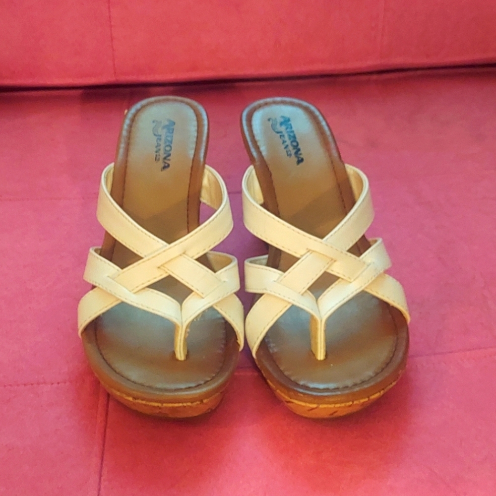 Arizona white cork wedge sandals